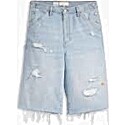 Erl + Levi’s Straight-Leg Button-Detailed Distressed Denim Bermuda Shorts