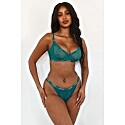 Lounge Underwear Sustainable Royal Balcony Bra & Thong Set in Turquoise
