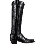 Lucchese: Priscilla Cowboy Boot in Black Crinkle Patent Leather