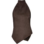 Magda Butrym Asymmetric Halter Top in Brown Suede