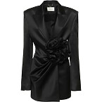 Magda Butrym Black Satin Flower Blazer