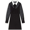 Maje Contrast-Collar Guipure and Crepe Dress