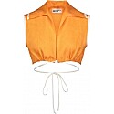 Matthew Bruch Sleeveless Orange Crop Top