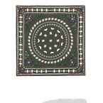 Weekend Max Mara Silk Scarf with Print and Embroidery Detail in Kaki