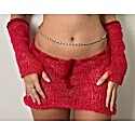Melissa Ceciliano Red Mini Skirt and Gloves