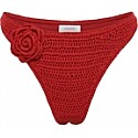 Meshki Valencia Rose Contrast Crochet Bikini Bottom in Red