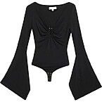 Michael Kors Collection Flare-Sleeve Matte Jersey Bodysuit