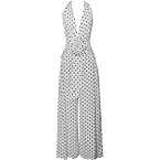 Miss Circle New York Oriana White Polka Dots Halter Jumpsuit
