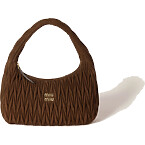 Miu Miu Extra-Large Wander Matelasse Suede Bag in Cocoa Brown