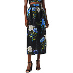 Monique Lhuillier Floral Draped Midi Skirt