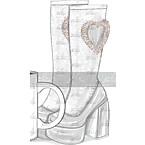 Naked Wolfe Custom Silver with Espresso Heart Cut out Boots (Sketch by Officaljmdesigns)