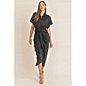Pippa & Pearl Rebecca Satin Button Up Shirt Dress Maxi