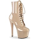 Pleaser Ankle Platform Adore Boots in Patent Nude