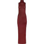 Priscavera Brick Turtle Neck Maxi Dress
