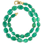Prounis Tumbled Emerald Strand Necklace with Fibula Clasp