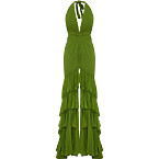 Raisa Vanessa Pistachio Green Chiffon Laser Cut Frilled Gown