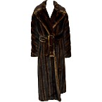 F/W 1995 Ralph Lauren Runway Faux Sable Mink Fur Belted Oversized Coat