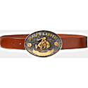 Ralph Lauren Rodeo-Buckle Vachetta Leather Wide Belt
