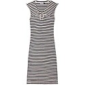 Rixo Antibes Mono Stripe Jersey Midi Dress with Tie