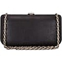 Rodo Burma Black Suede Chain Clutch
