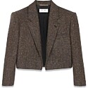 Saint Laurent Cropped Jacket in Chevron Tweed
