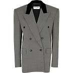 Saint Laurent Double-Breasted Houndstooth Wool Blazer