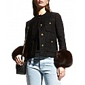 Saint Laurent Metallic Tweed Jacket W/ Faux Fur Cuffs