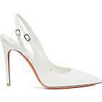 Santoni White Patent Leather High-Heel Slingback