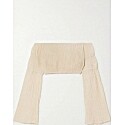 Savannah Morrow the Label the Lola Off-the-Shoulder Cropped Crinkled Organic Cotton-Gauze Top