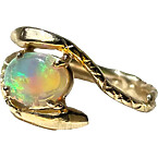 Serpent and Swan Double Snake Opal Ring
