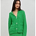 Source Unknown Loose Knitting Cardigan in Parakeet