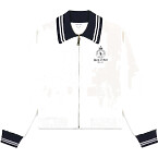 Sporty & Rich Crown Tennis Zipped Cardigan in off White/Navy