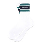 Sporty & Rich Serif Logo Socks in White/Navy/Alpine