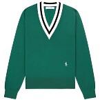 Sporty & Rich Src Minimalist V-Neck Sweater Alpine/Navy/Off White