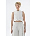 Sunnei White Cropped Vest with Stripes