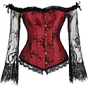 Szivyshi Corset Tops for Women with Sleeves, Bustier Overbust Lace Up Bodice Lingerie
