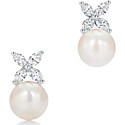 Tiffany & Co. Victoria Earrings in Platinum with Akoya Cultured Pearls and Diamonds
