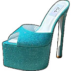 Kandee Shoes Crystal Platform Mules in Tiffany Blue