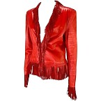 Versace Red Fringe Leather Jacket