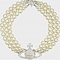 Vivienne Westwood Three Row Pearl Bas Relief Choker