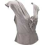 Yves Saint Laurent by Tom Ford Spring 2003 Periwinkle Silk Floral Applique Blouse