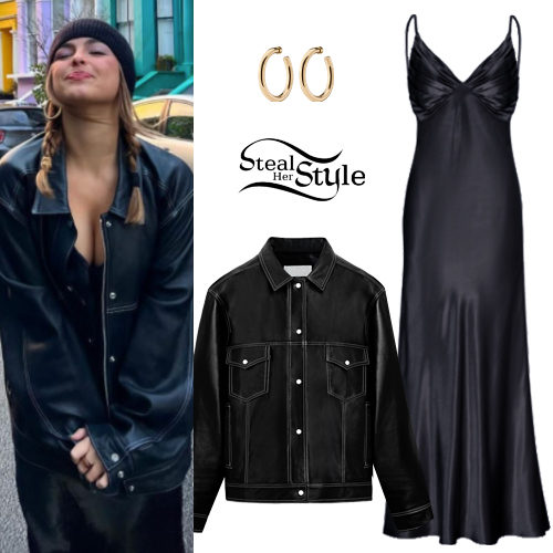 Black Slip Dress, Leather Jacket