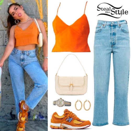 Orange Crop Top, Cropped Jeans