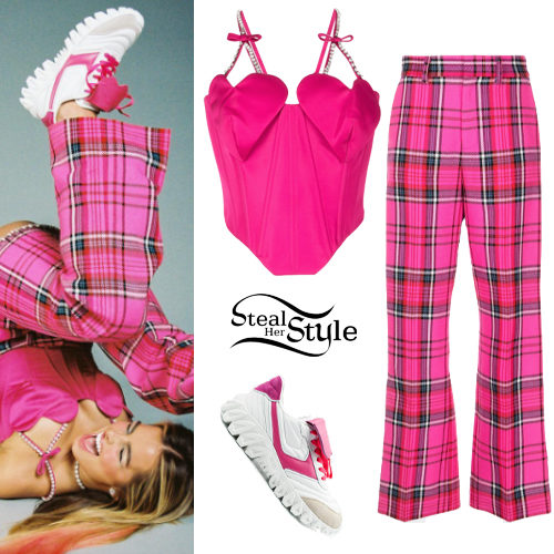 Pink Top and Plaid Pants