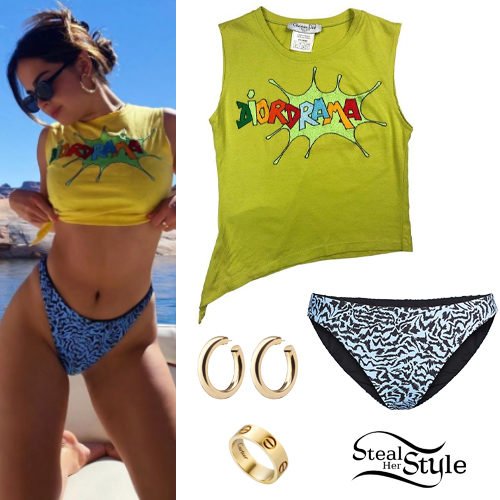 Yellow Tank Top, Blue Bikini