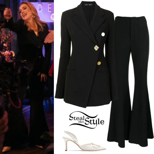 Black Suit, Beige Pumps