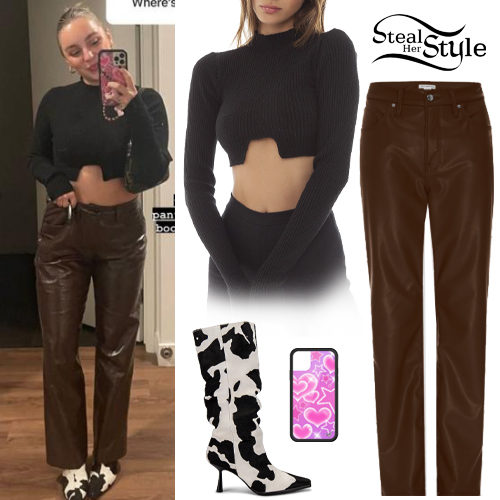 Crop Sweater, Leather Pants