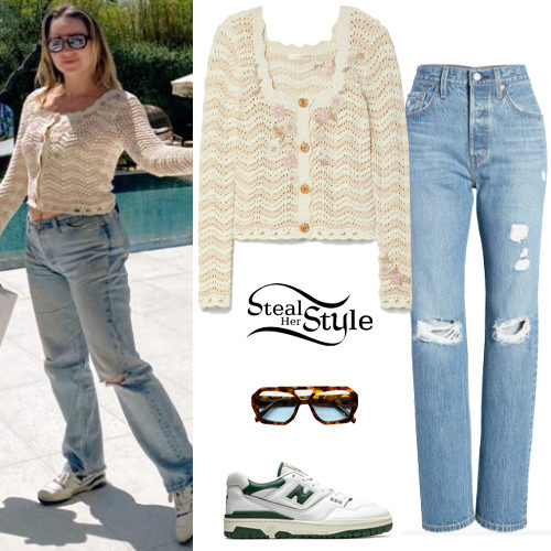 Embroidered Cardigan, Blue Jeans