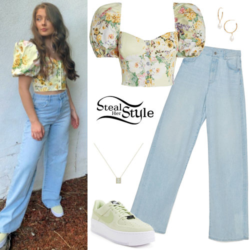 Floral Blouse, Wide Leg Jeans