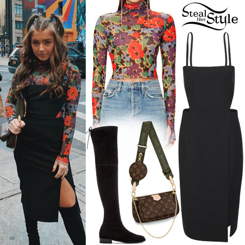 Printed Top, Black Dress